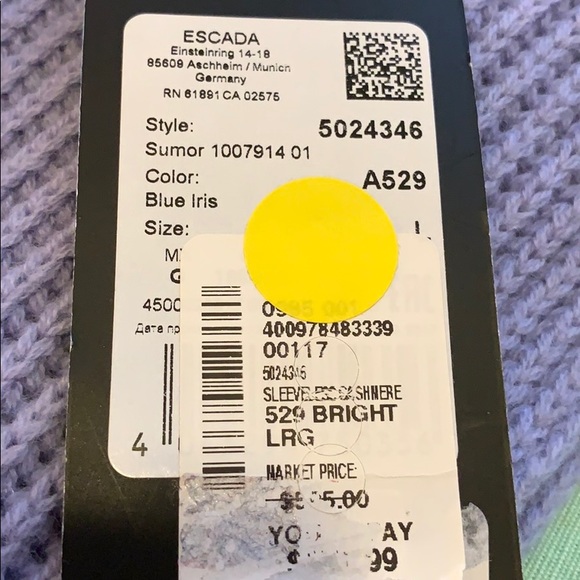 Escada size L sleeveless sweater - Picture 16 of 16